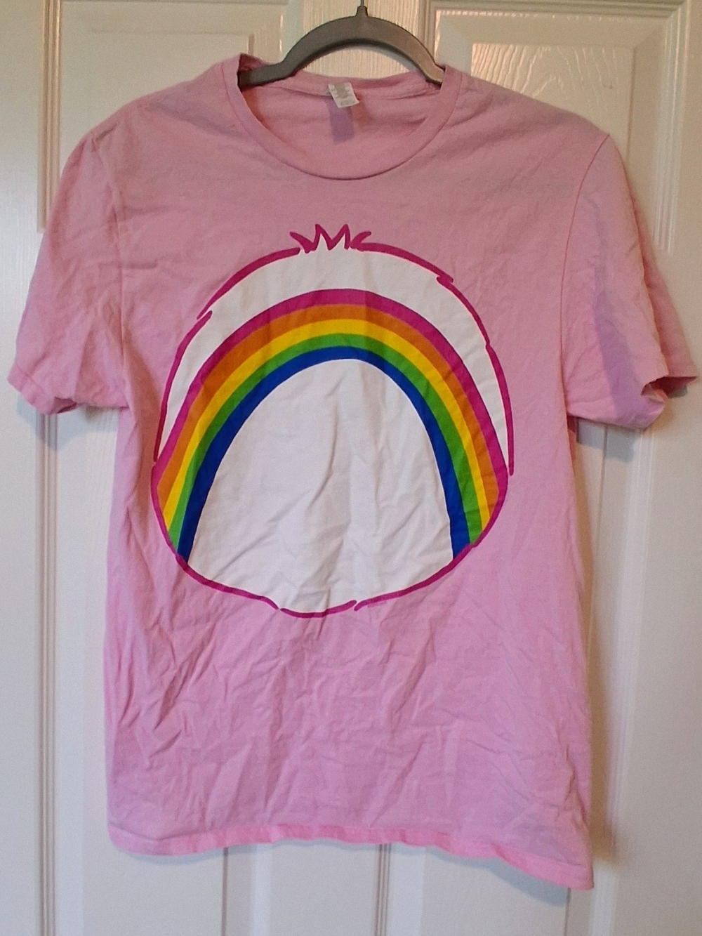 Womens Cheer Bear Pink Rainbow Graphic Tee